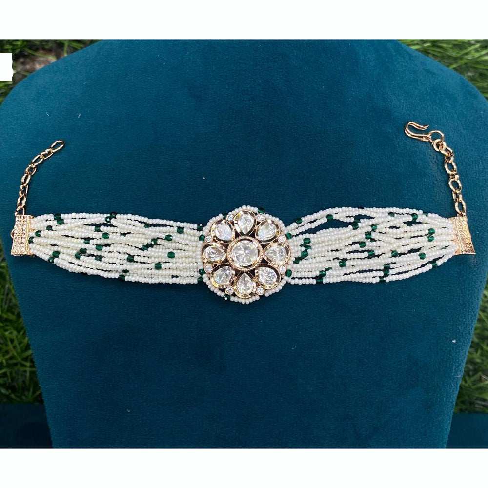 Amoliya Jewels Fusion Look Polki Kundan And Pearls Bracelet