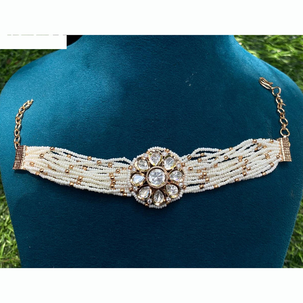 Amoliya Jewels Fusion Look Polki Kundan And Pearls Bracelet