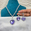 Amoliya Jewel Heart Shaped American Diamond Necklace Set