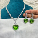 Amoliya Jewel Heart Shaped American Diamond Necklace Set