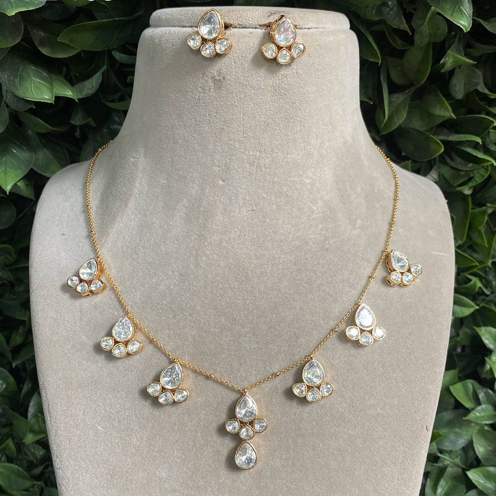 Amoliya Jewels Royal Polki Kundan Stone Necklace Set