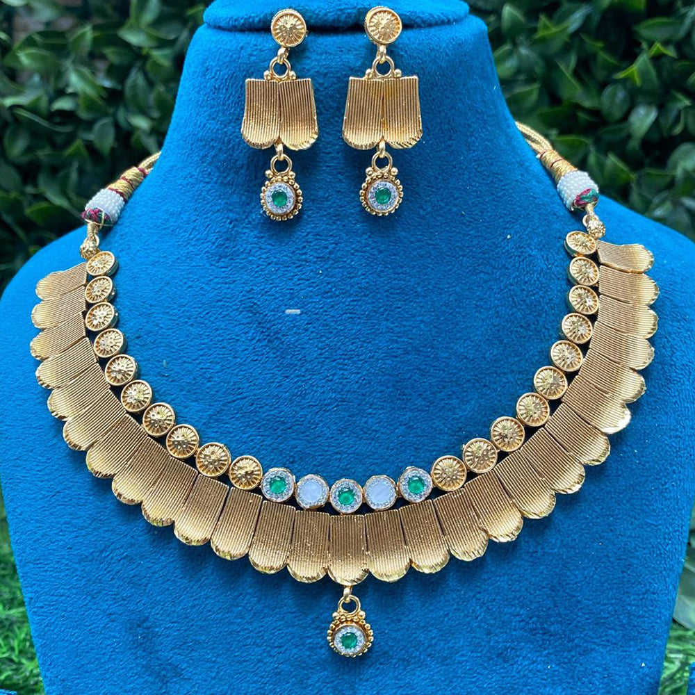 Amoliya Jewels Ethnic  Pota Stone And Pearls Necklace Set