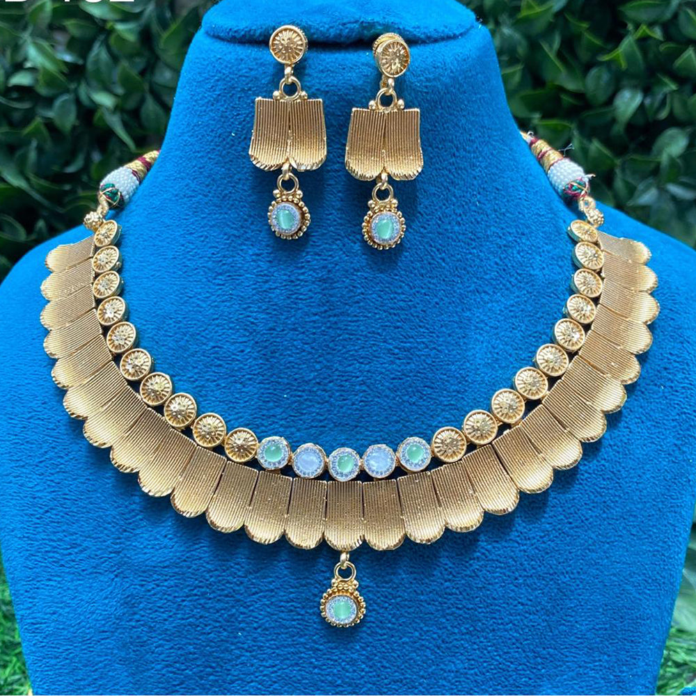 Amoliya Jewels Ethnic  Pota Stone And Pearls Necklace Set