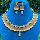 Amoliya Jewels Ethnic  Pota Stone And Pearls Necklace Set
