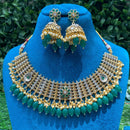 Amoliya Jewels Ethnic 2 Tone Plated Pota Stone And Pearls Necklace Set