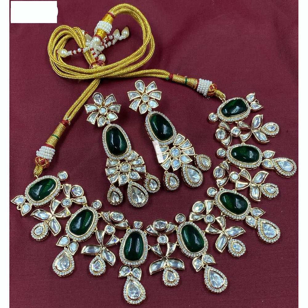 Amoliya Jewels Ethnic Charm Polki Kundan And Austrian Stone Necklace Set