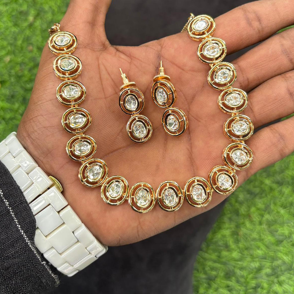 Amoliya Jewels Glamorous Heavy Polki Kundan Necklace Jewelry Set