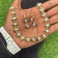 Amoliya Jewels Glamorous Heavy Polki Kundan Necklace Jewelry Set