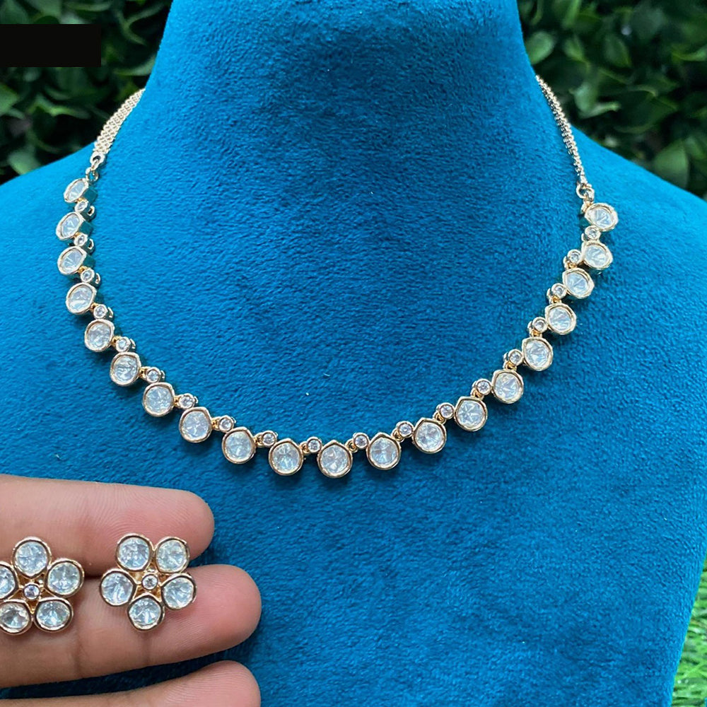 Amoliya Jewels Glamorous Heavy Polki Kundan Necklace Jewelry Set