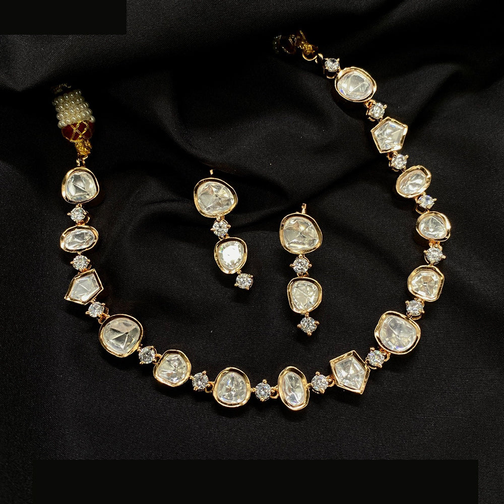 Amoliya Jewels Glamorous Heavy Polki Kundan Necklace Jewelry Set