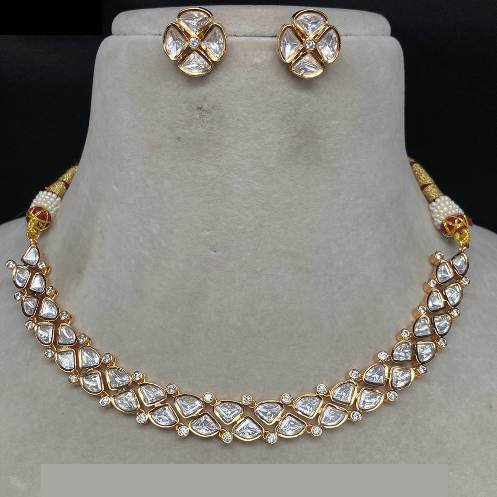 Amoliya Jewels Glamorous Heavy Polki Kundan Necklace Jewelry Set