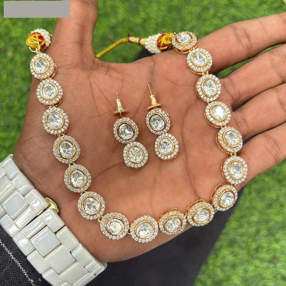 Amoliya Jewels Glamorous Heavy Polki Kundan Necklace Jewelry Set