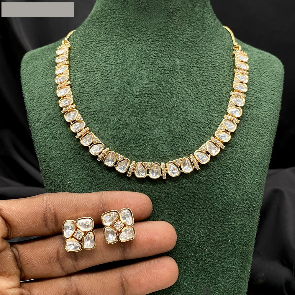 Amoliya Jewels Glamorous Heavy Polki Kundan Necklace Jewelry Set