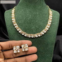 Amoliya Jewels Glamorous Heavy Polki Kundan Necklace Jewelry Set