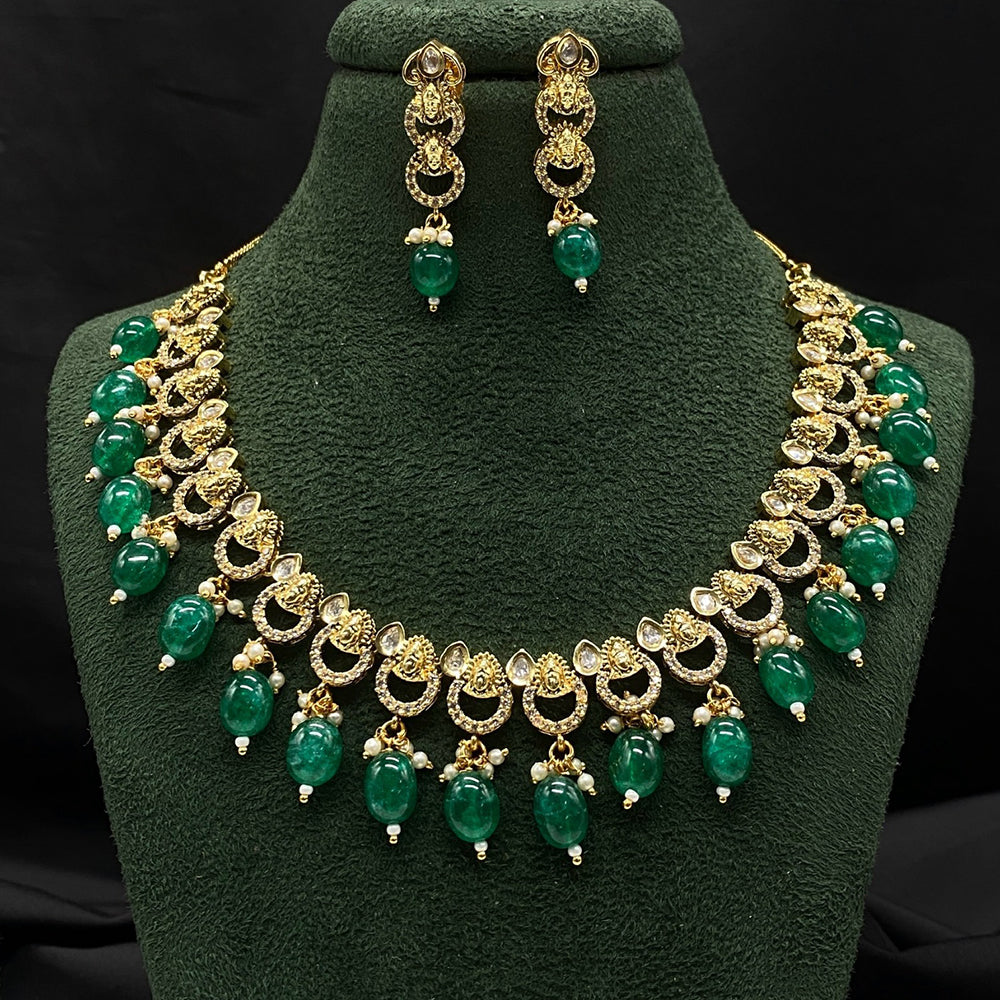 Amoliya Jewels Glamorous Heavy Polki Kundan And Beads Necklace Jewelry Set