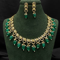 Amoliya Jewels Glamorous Heavy Polki Kundan And Beads Necklace Jewelry Set