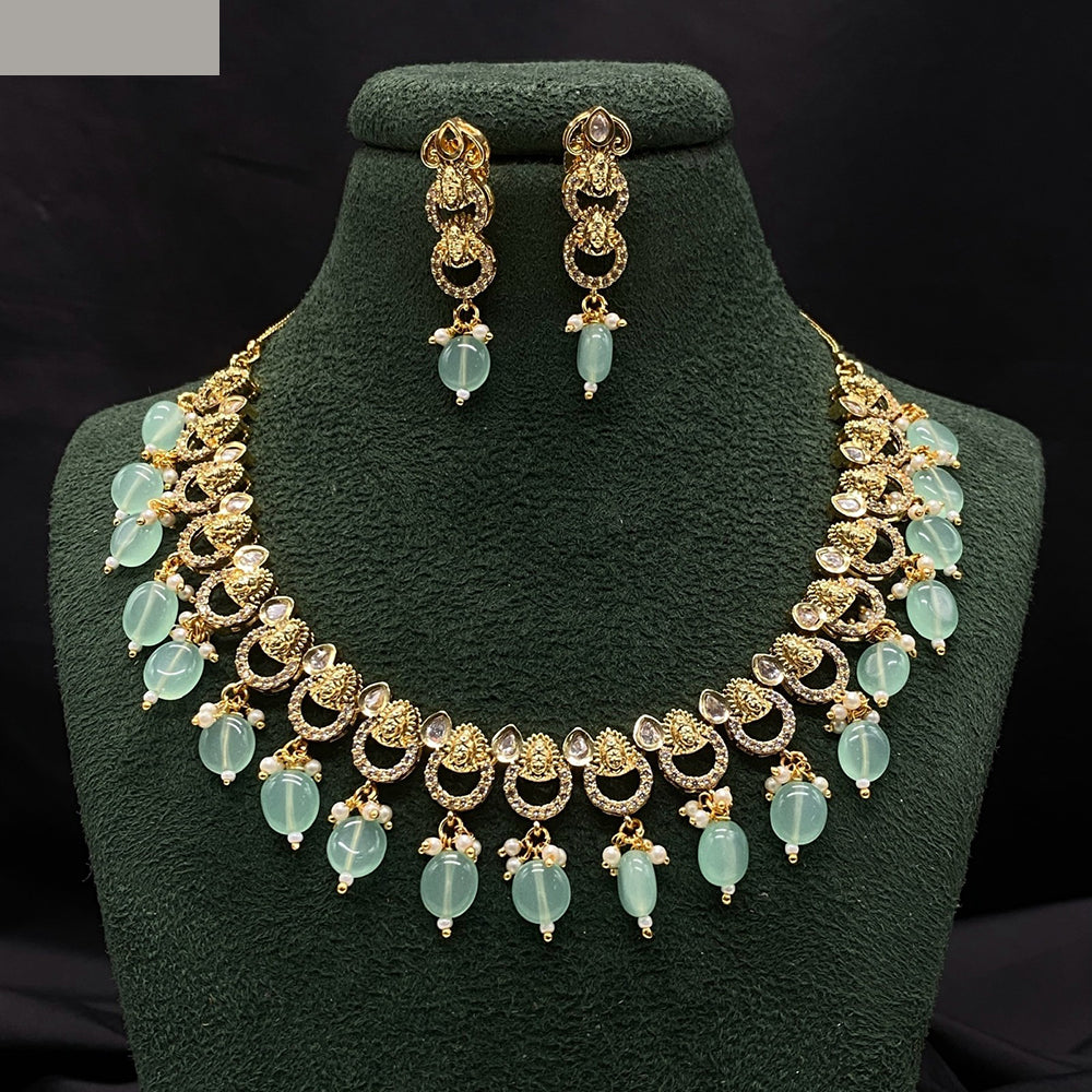 Amoliya Jewels Glamorous Heavy Polki Kundan And Beads Necklace Jewelry Set