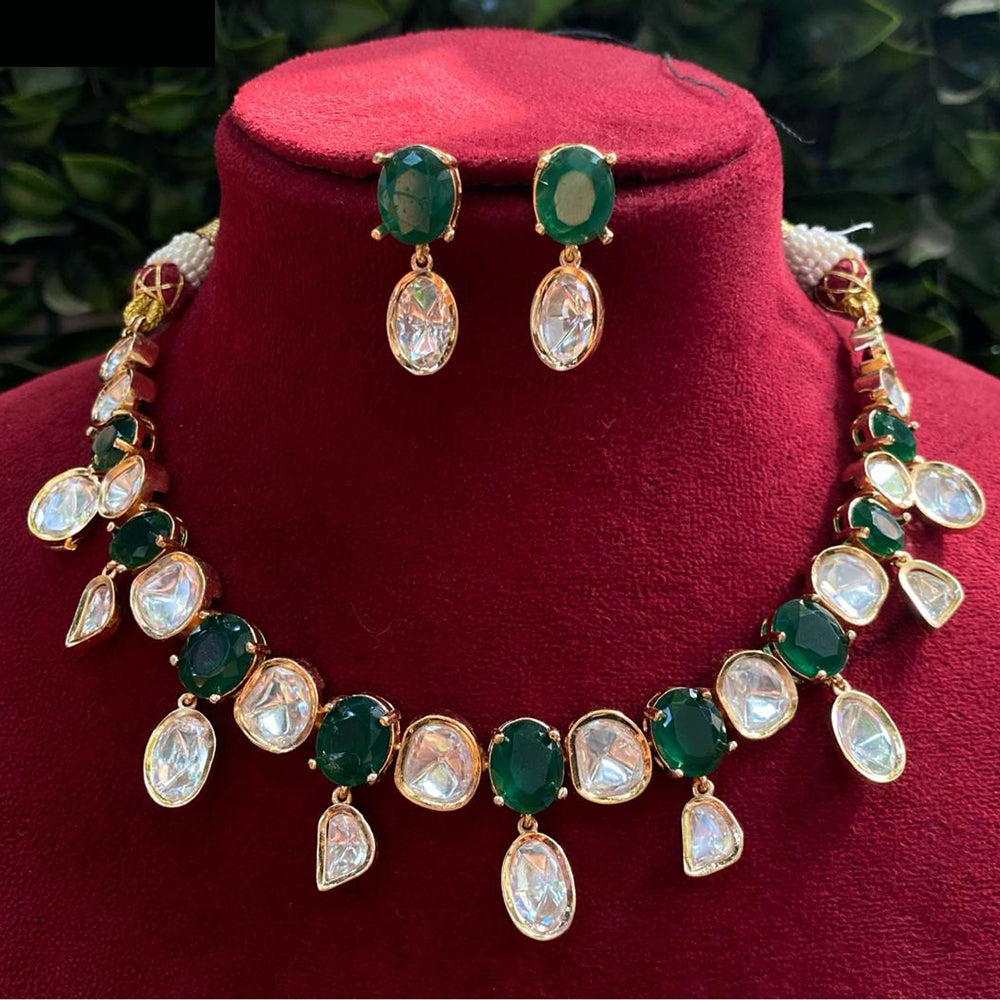 Amoliya Jewels Glamorous Heavy Polki Kundan Necklace Jewelry Set