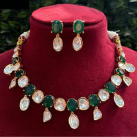 Amoliya Jewels Glamorous Heavy Polki Kundan Necklace Jewelry Set