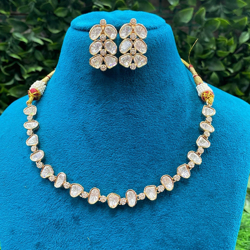 Amoliya Jewels Glamorous Heavy Polki Kundan Necklace Jewelry Set