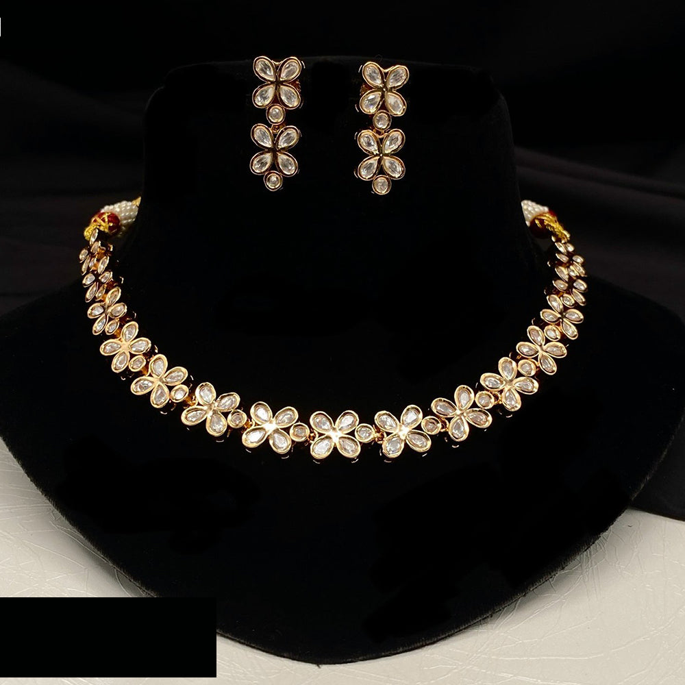 Amoliya Jewels Glamorous Heavy Polki Kundan Necklace Jewelry Set