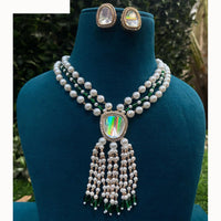 Amoliya Jewels Glamorous Heavy Polki Kundan Pearl Necklace Jewelry Set