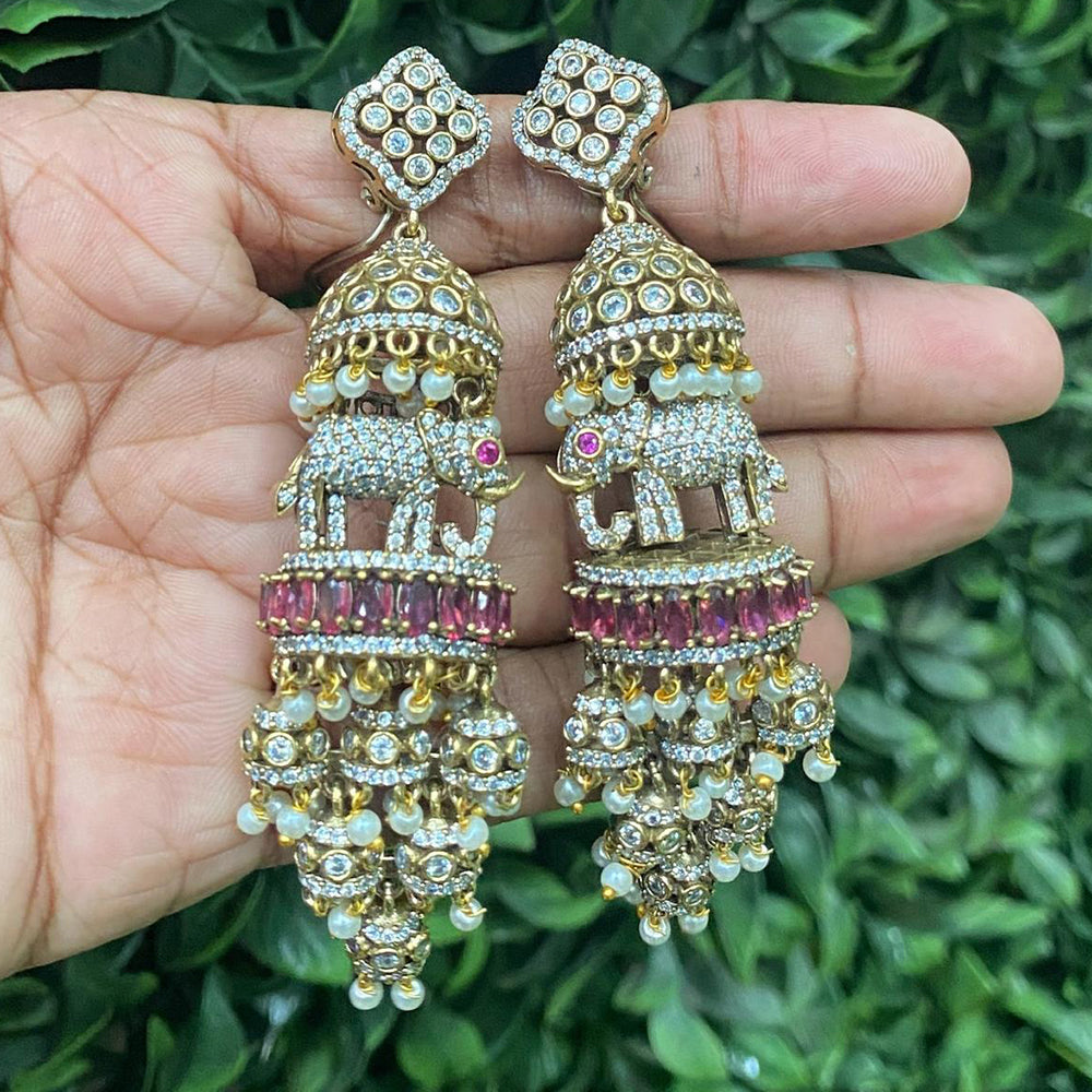 Amoliya Jewels Graceful American Diamond And Austrian Stone Dangler Earrings