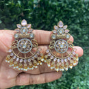 Amoliya Jewels Dazzling Pota Stone And Pearls Dangler Earrings