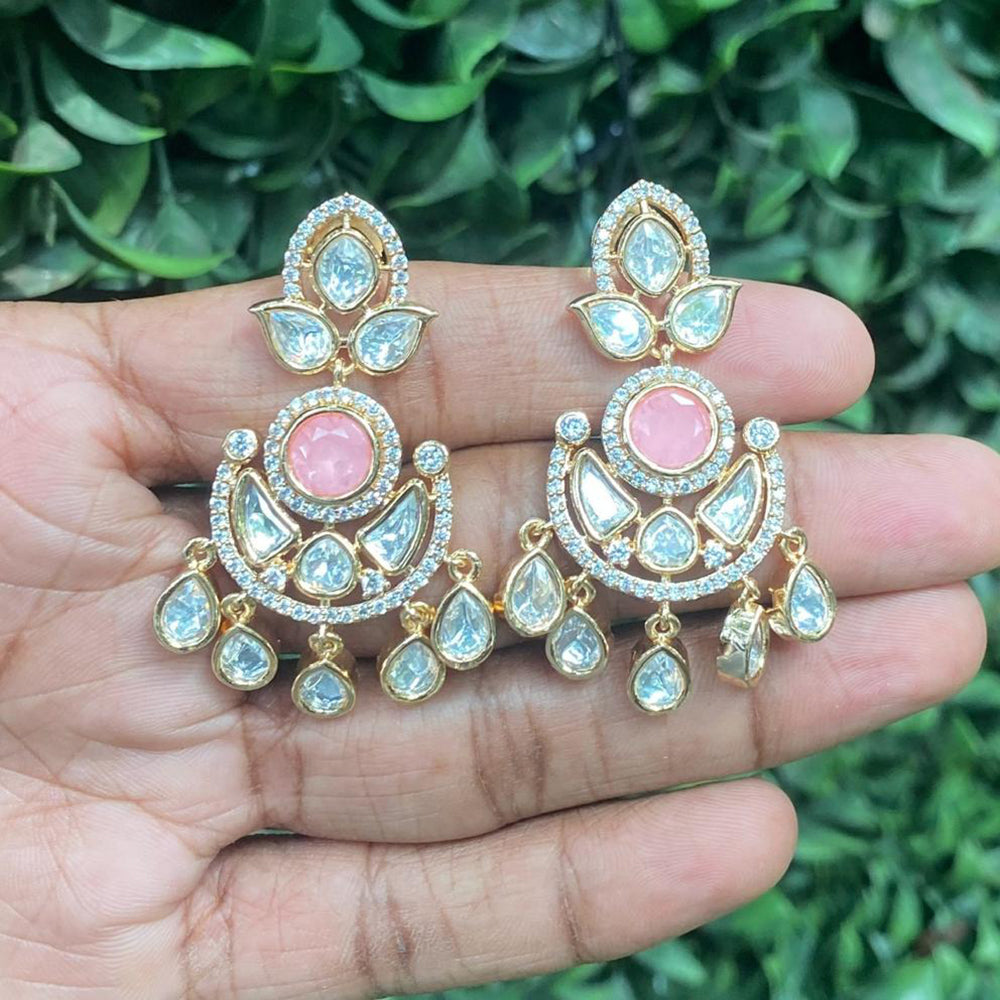 Amoliya Jewels Regal Gleam Polki Kundan And Austrian Stone Earrings