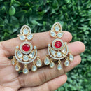 Amoliya Jewels Regal Gleam Polki Kundan And Austrian Stone Earrings