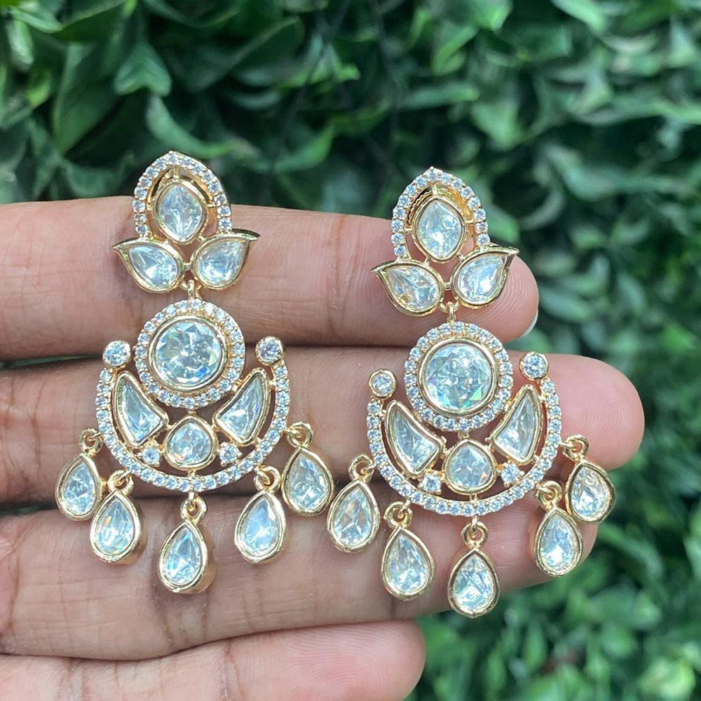 Amoliya Jewels Regal Gleam Polki Kundan And Austrian Stone Earrings