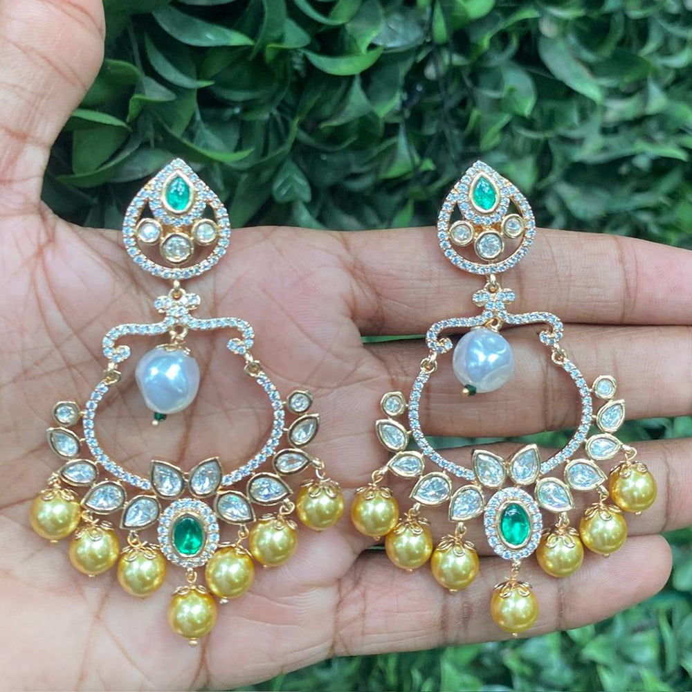 Amoliya Jewels Regal Gleam Polki Kundan And Austrian Stone Earrings