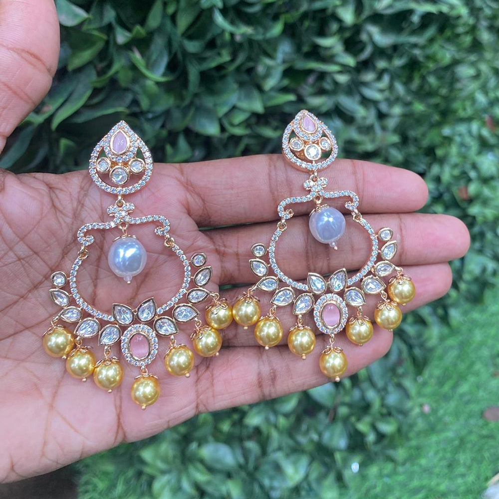 Amoliya Jewels Regal Gleam Polki Kundan And Austrian Stone Earrings