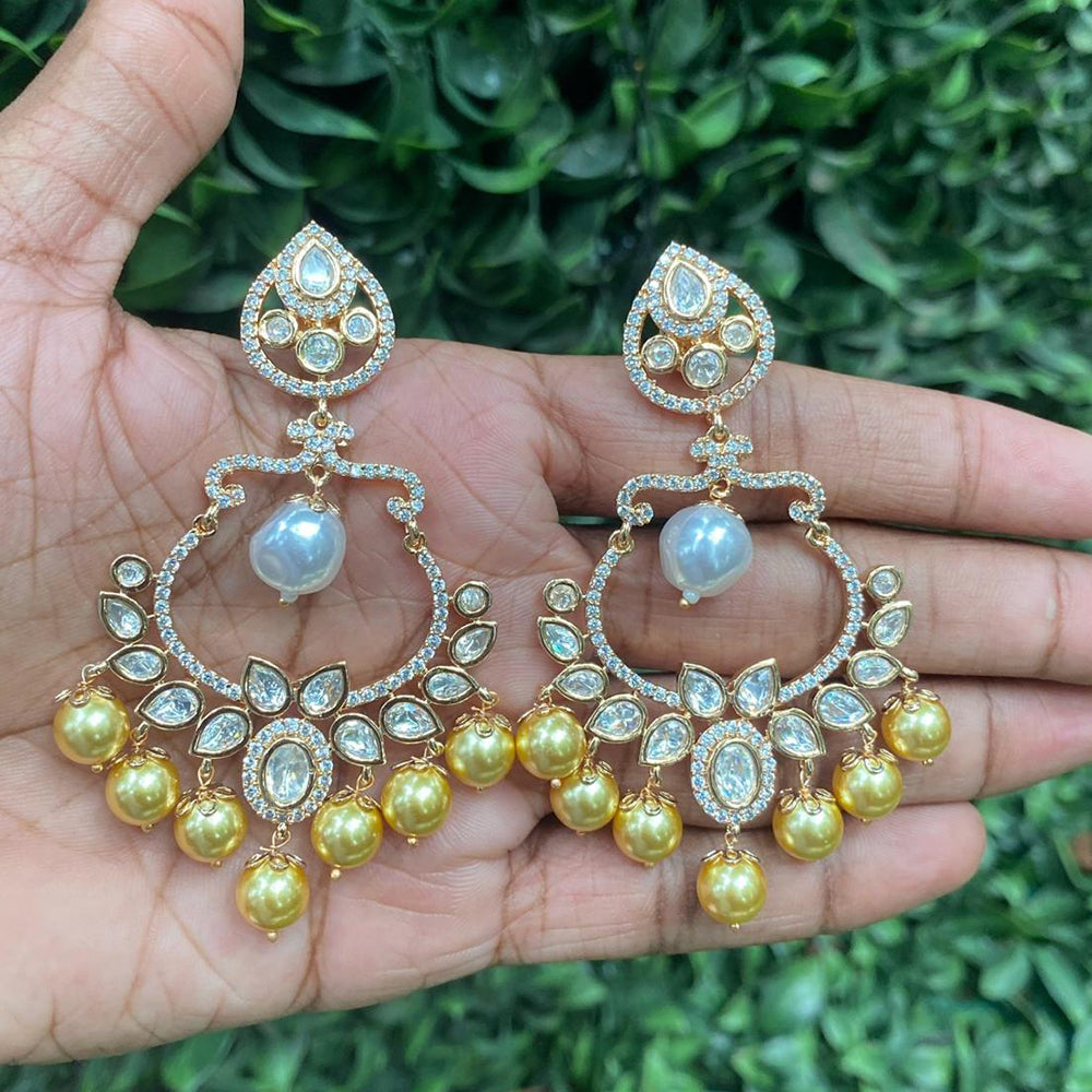 Amoliya Jewels Regal Gleam Polki Kundan And Austrian Stone Earrings