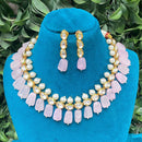 Amoliya Jewels Sparkling Polki Kundan Pota Stone And Pearl Necklace Set