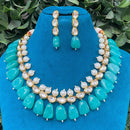 Amoliya Jewels Sparkling Polki Kundan Pota Stone And Pearl Necklace Set