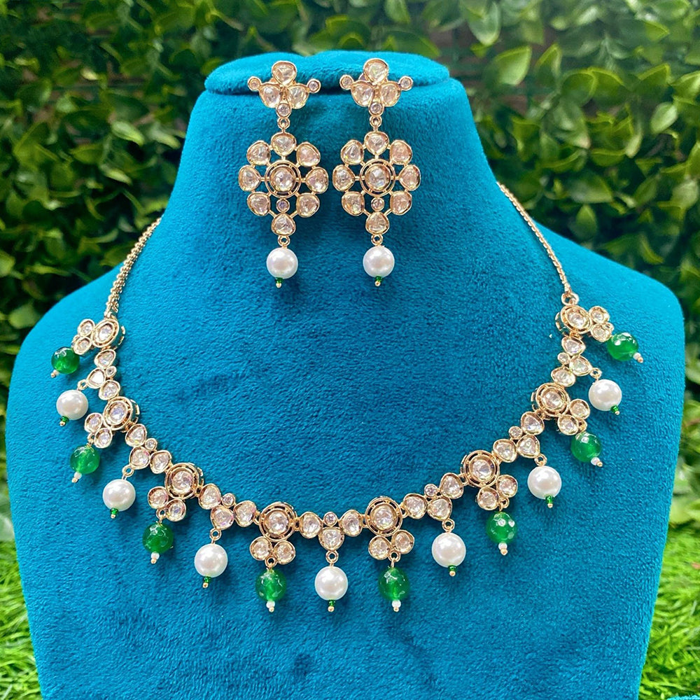 Amoliya Jewels Sparkling Polki Kundan And Pearl Necklace Set