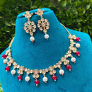 Amoliya Jewels Sparkling Polki Kundan And Pearl Necklace Set