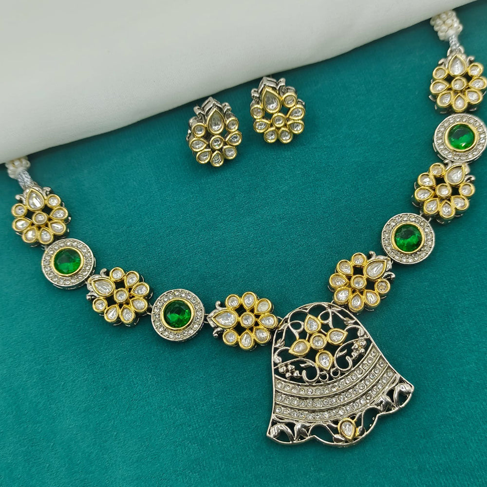 Amoliya Jewels Sparkling Polki Kundan And Pota Stone Necklace Set