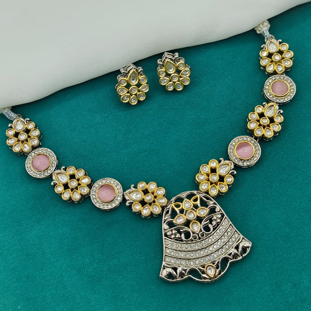 Amoliya Jewels Sparkling Polki Kundan And Pota Stone Necklace Set