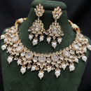 Amoliya Jewels Sparkling Polki Kundan Pota Stone And Pearl Necklace Set