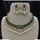 Amoliya Jewels Sparkling Polki Kundan Pota Stone And Pearl Necklace Set