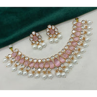 Amoliya Jewels Sparkling Polki Kundan Pota Stone And Pearl Necklace Set