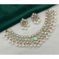 Amoliya Jewels Sparkling Polki Kundan Pota Stone And Pearl Necklace Set