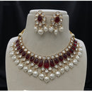 Amoliya Jewels Sparkling Polki Kundan Pota Stone And Pearl Necklace Set