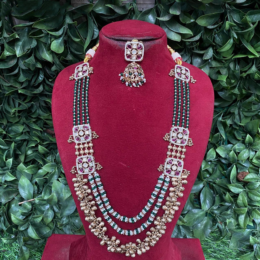 Amoliya Jewels Regal Gleam Polki Kundan And Pearl Necklace Set