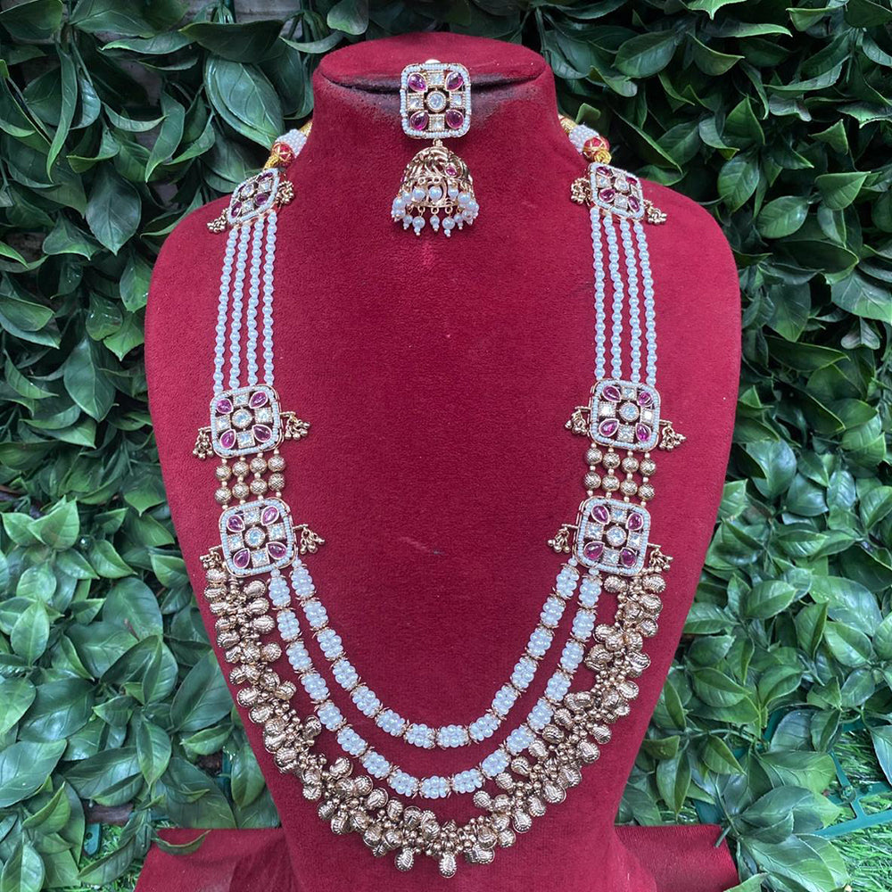 Amoliya Jewels Regal Gleam Polki Kundan And Pearl Necklace Set