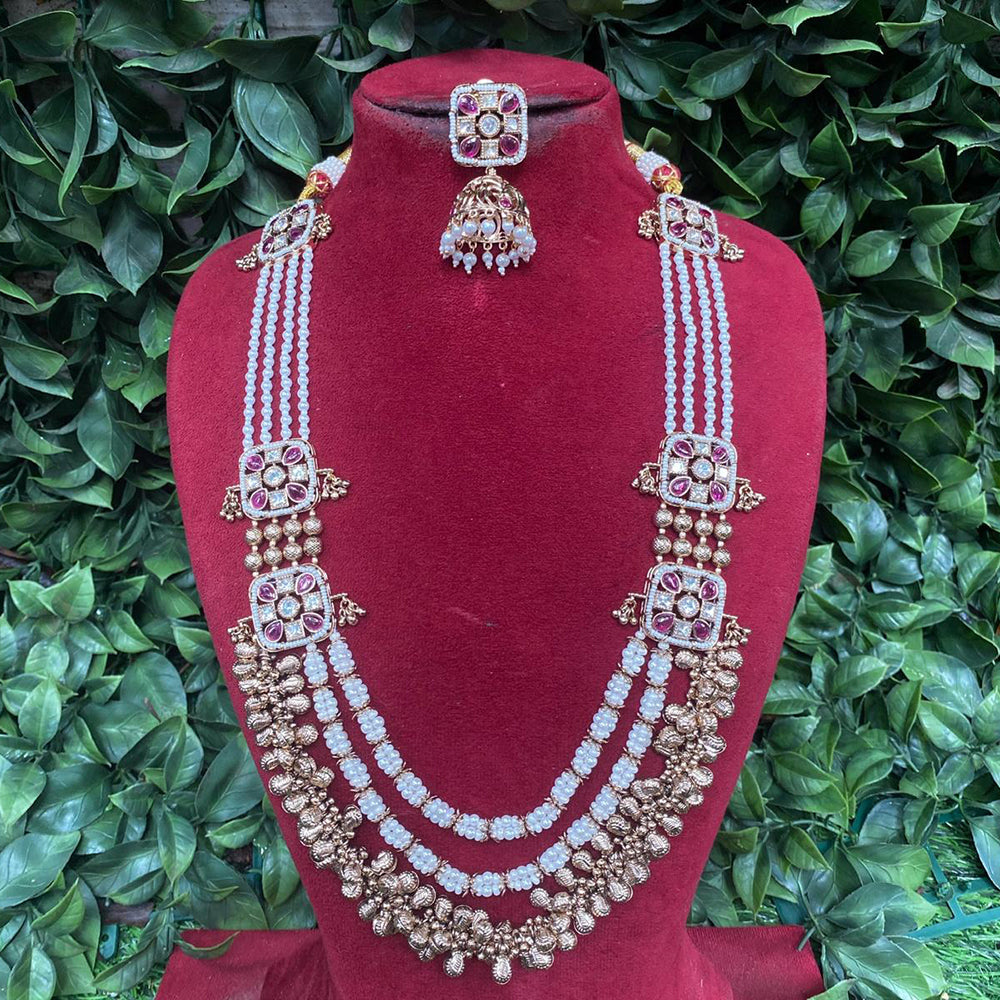Amoliya Jewels Regal Gleam Polki Kundan And Pearl Necklace Set