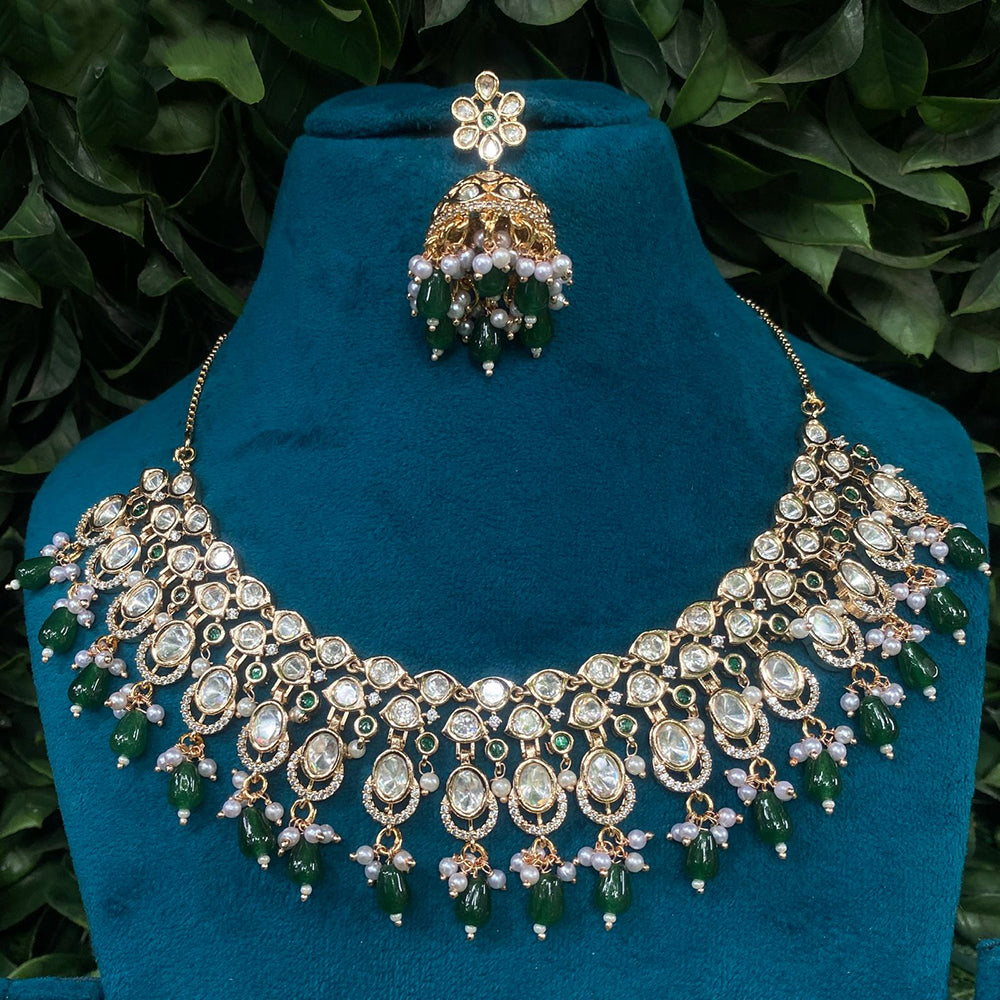 Amoliya Jewels Regal Gleam Polki Kundan And Pearl Necklace Set