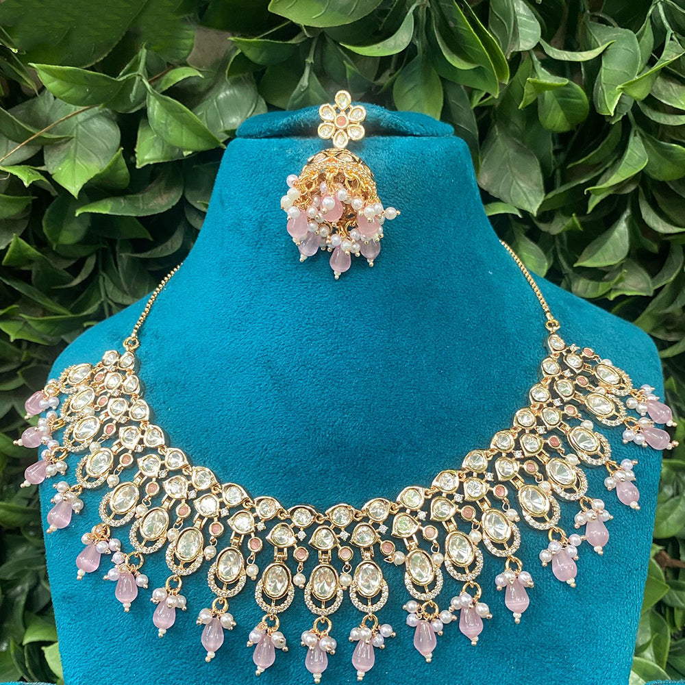 Amoliya Jewels Regal Gleam Polki Kundan And Pearl Necklace Set